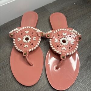 Jack Rogers Pink Coral Leather Thong Sandals